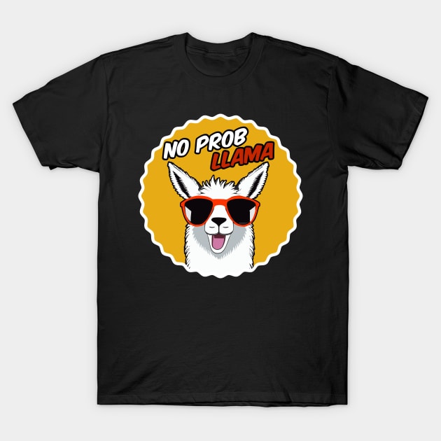 No Probllama - Llama Art T-Shirt by Quietly Creative